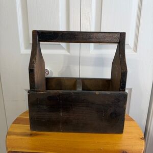 Handmade painted black wood tool box tote caddy